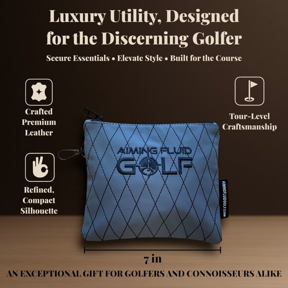 Premium Leather Golf Utility Pouch with Zippered Closure with Diamond Stitching - Picture 2 of 3